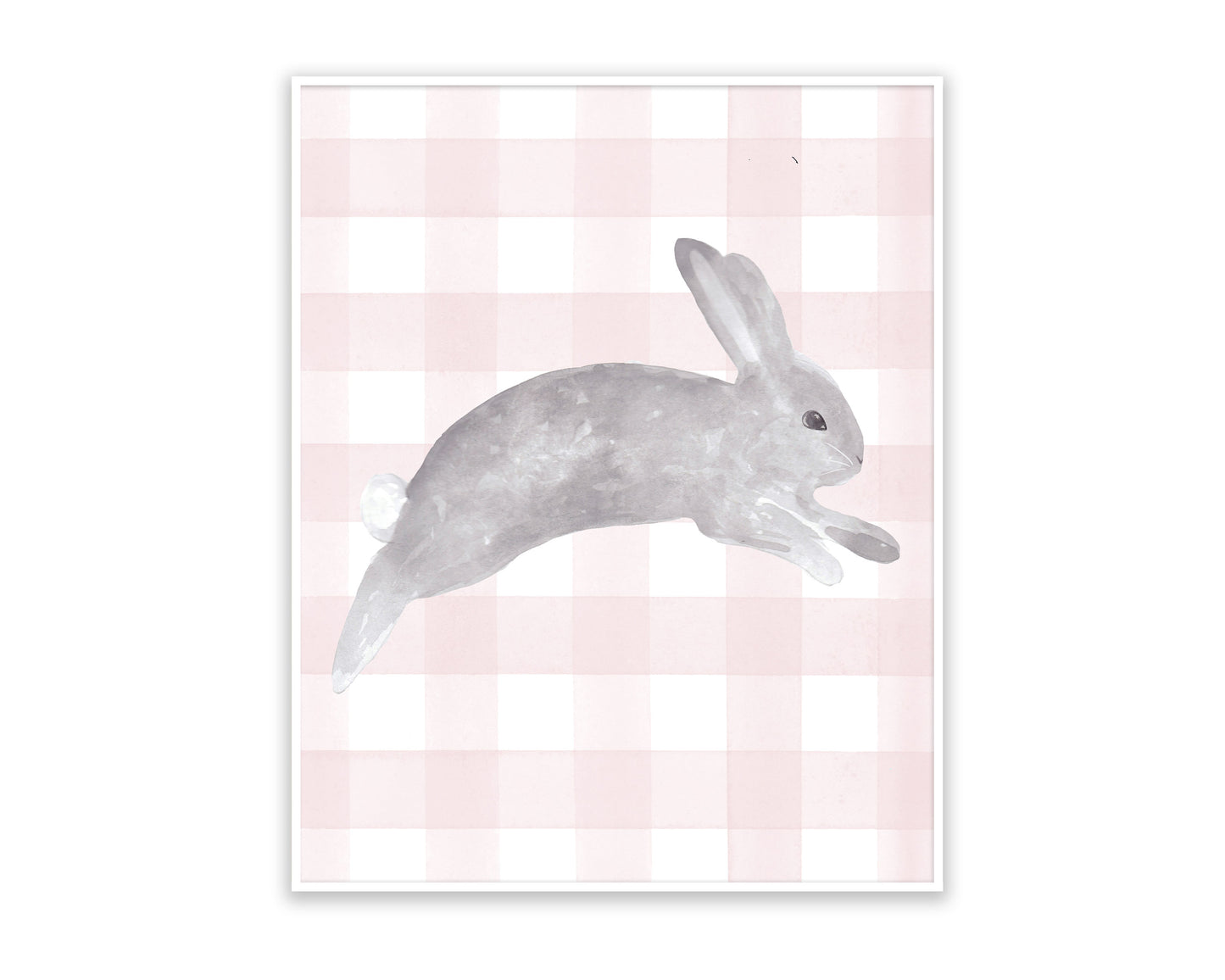 Pink Gingham Bunny Hopping Print