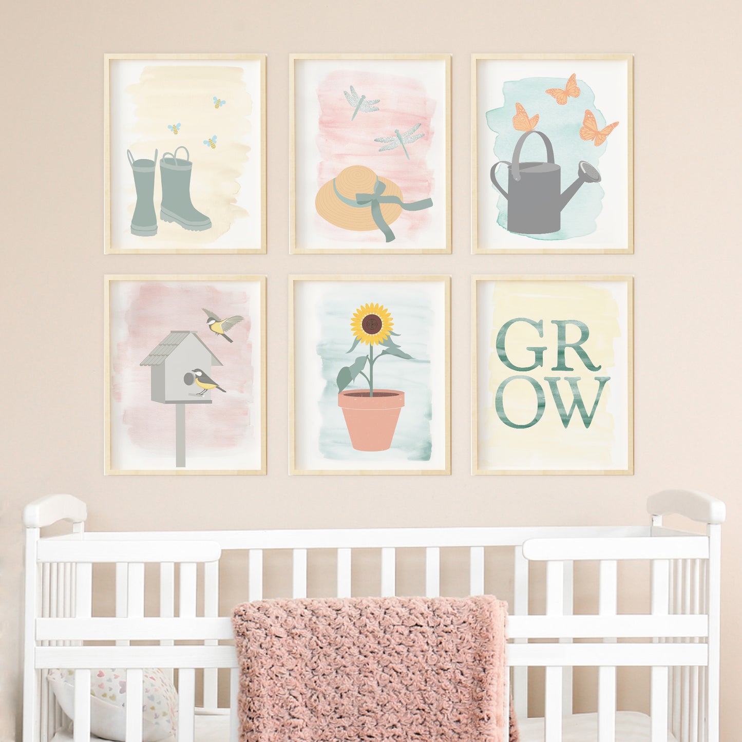 Garden Theme Nursery Art/Decor 8"x10" 6 Print Bundle