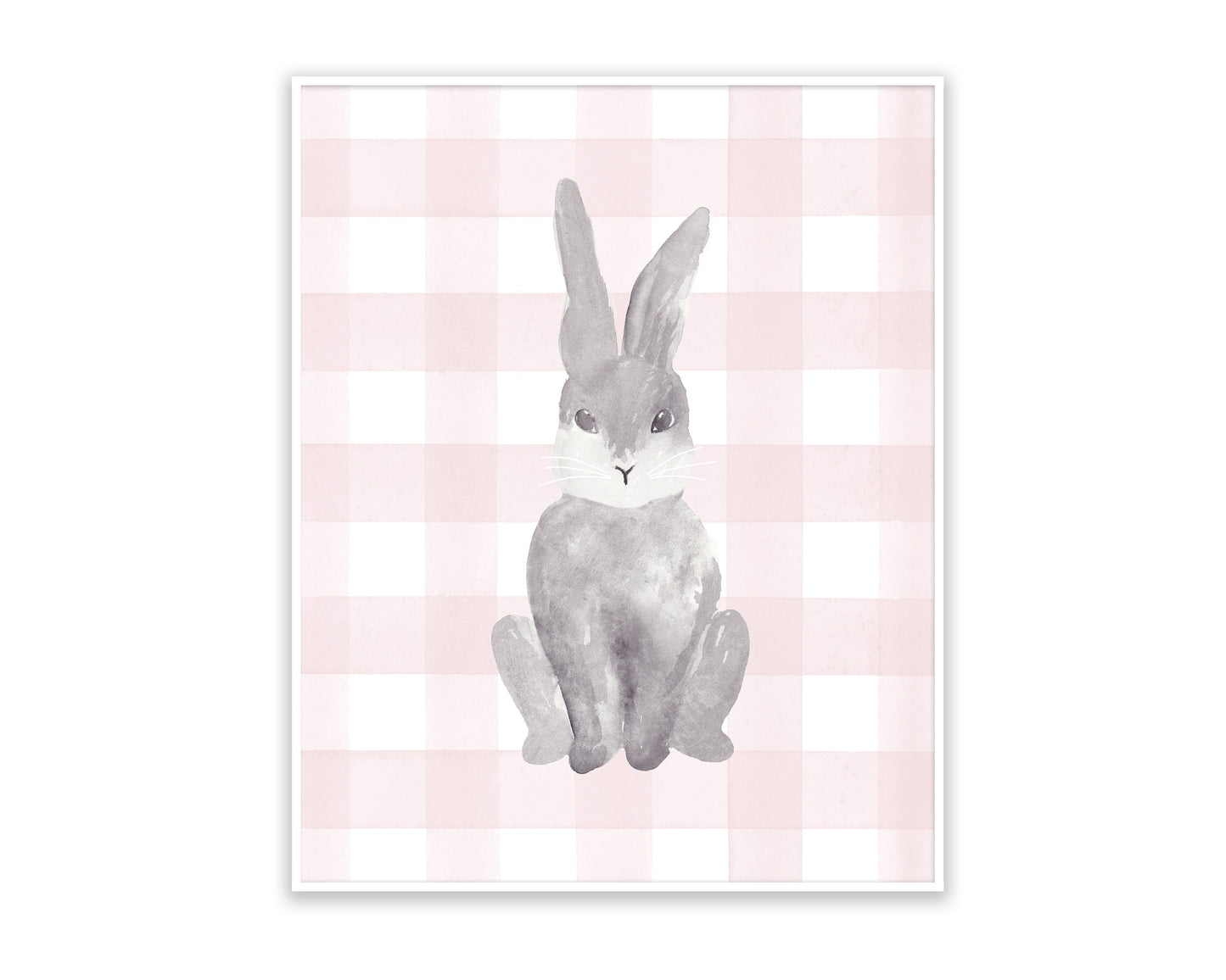 Pink Gingham Bunny Front Print