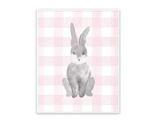 Pink Gingham Bunny Front Print