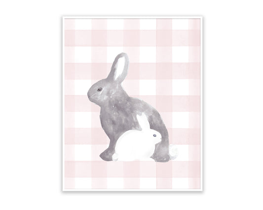 Pink Gingham Bunny with Baby Print