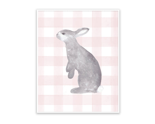 Pink Gingham Bunny Standing Print