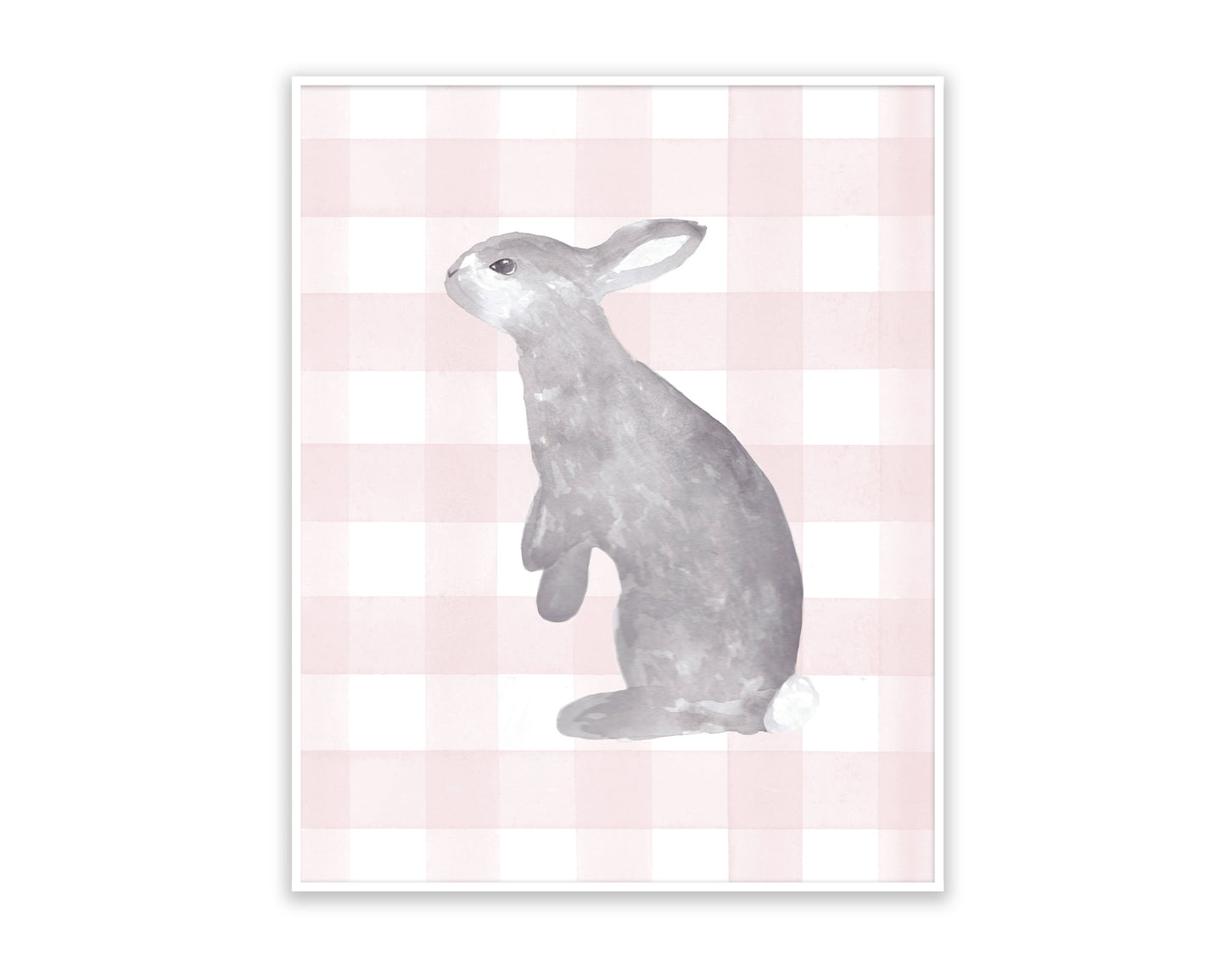 Gingham Pink Bunny Nursery Art/Decor 8"x10" 6 Print Bundle