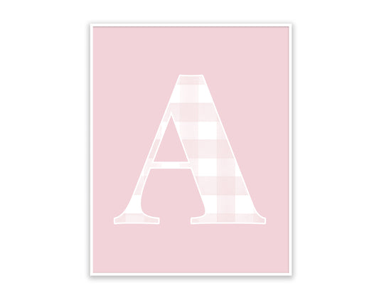 Pink Gingham Custom Letter Print