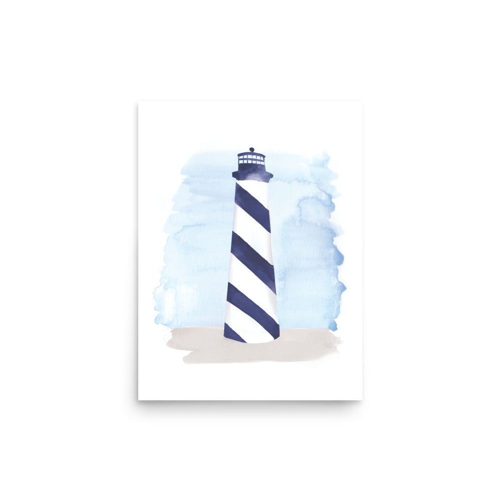 Navy Blue Lighthouse Print