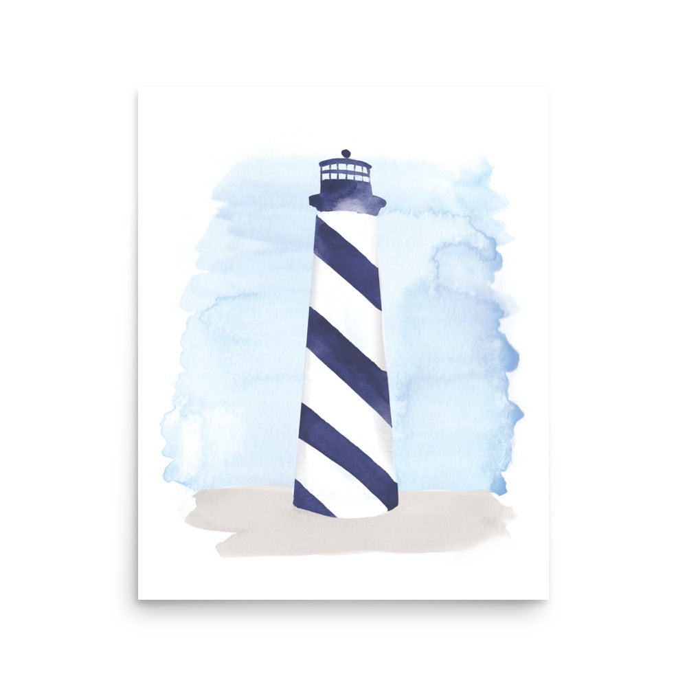 Navy Blue Lighthouse Print