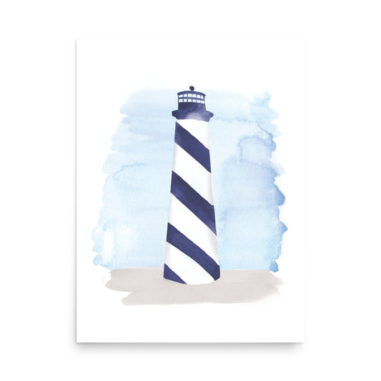 Navy Blue Lighthouse Print