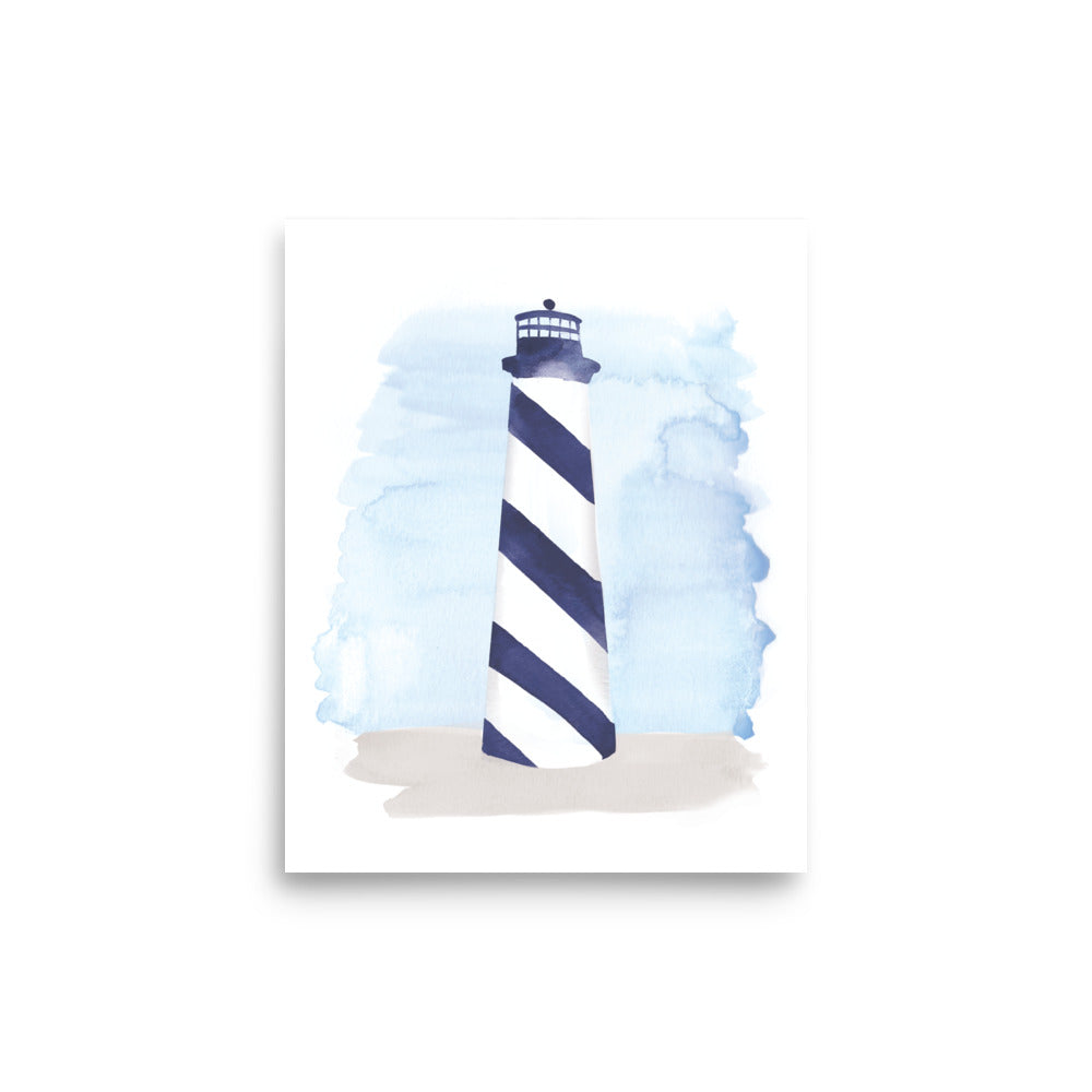 Navy Blue Lighthouse Print